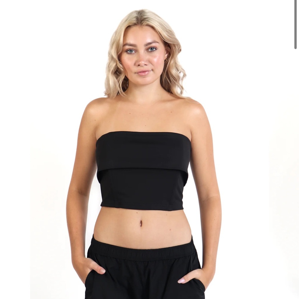 Meshki Astoria Black Strapless Crop Top - Size S - Picture 2 of 6